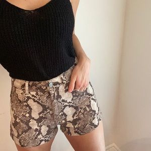 H&M // Snake print high waisted shorts